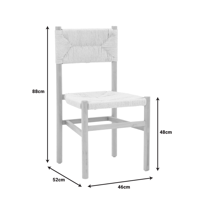 Καρέκλα Oarvine Pakoworld Φυσικό Rubberwood-Φυσικό Σχοινί 46X52X88Εκ