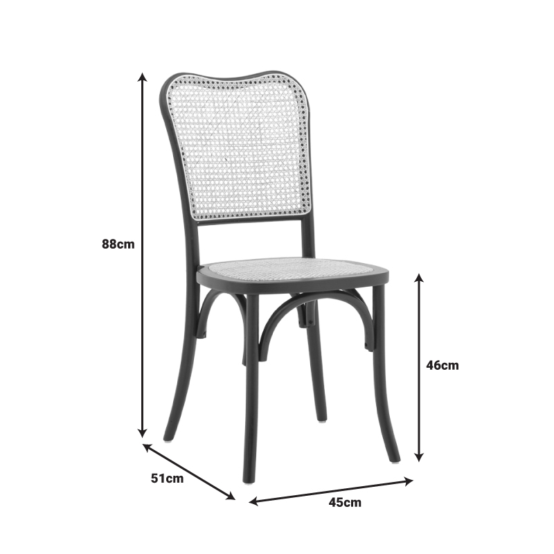 Καρέκλα Στοιβαζόμενη Zozele Pakoworld Φυσικό Rattan Pe-Μαύρο Toon Wood 45X51X88Εκ