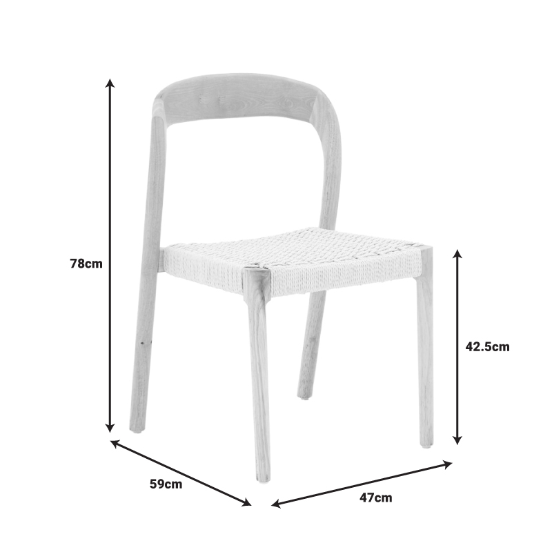 Καρέκλα Tavrine Pakoworld Σχοινί-Rubberwood Σε Φυσική Απόχρωση 47X59X78Εκ