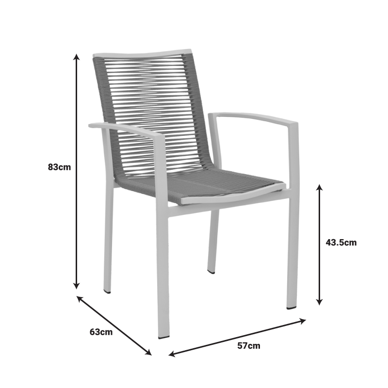 Πολυθρόνα Jonian Pakoworld Στοιβαζόμενη Σαμπανιζέ Αλουμίνιο-Textilene Σε Φυσική Απόχρωση 57X63X83Εκ