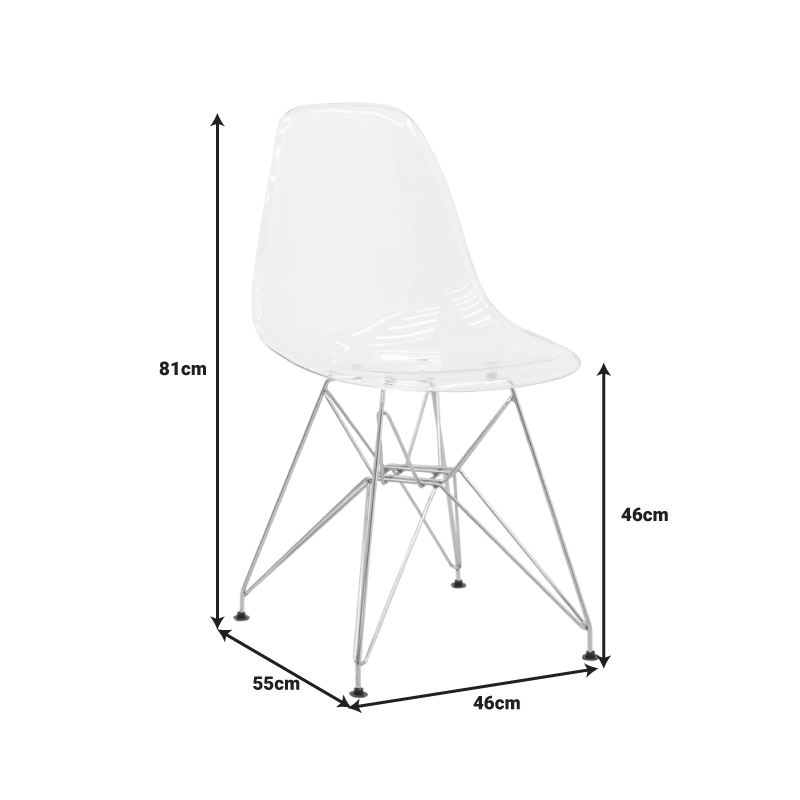 Καρέκλα Adelle Pakoworld Pp Διάφανο-Inox Πόδι 46X55X81Εκ