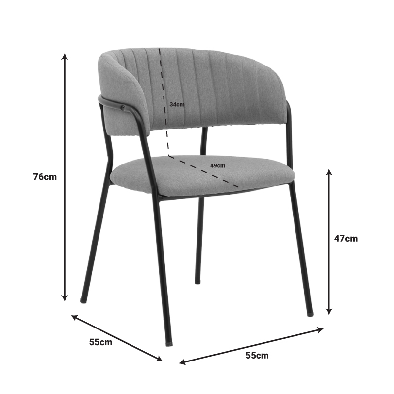 Καρέκλα Morel Pakoworld Μπεζ Ύφασμα-Πόδι Μαύρο Μέταλλο 55X55X76Εκ