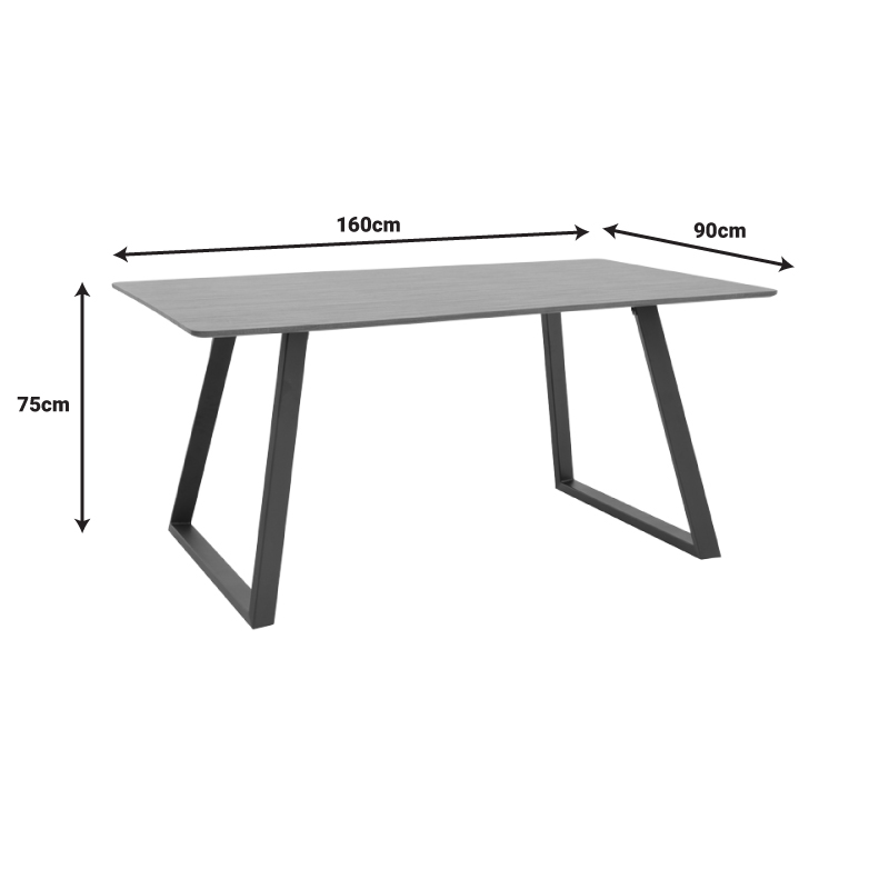 Τραπέζι Winor Pakoworld Καρυδί Mdf-Πόδι Μαύρο Μεταλλικό 160X90X75Εκ