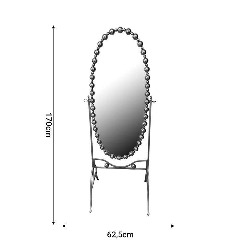 Καθρέπτης Present Inart Μαύρο Μέταλλο 63.5X50X171Εκ