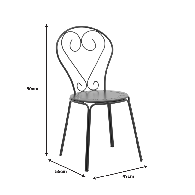Καρέκλα Chari Pakoworld Στοιβαζόμενη Μαύρο Μέταλλο 49X55X90Εκ