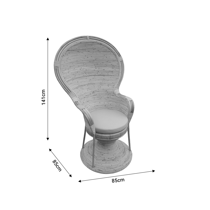 Πολυθρόνα Rea Inart Με Μπεζ Μαξιλάρι-Φυσικό Rattan 85X85X141Εκ