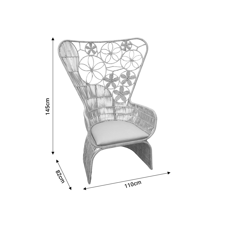 Πολυθρόνα Jake Inart Με Μπεζ Μαξιλάρι-Φυσικό Rattan 110X82X145Εκ