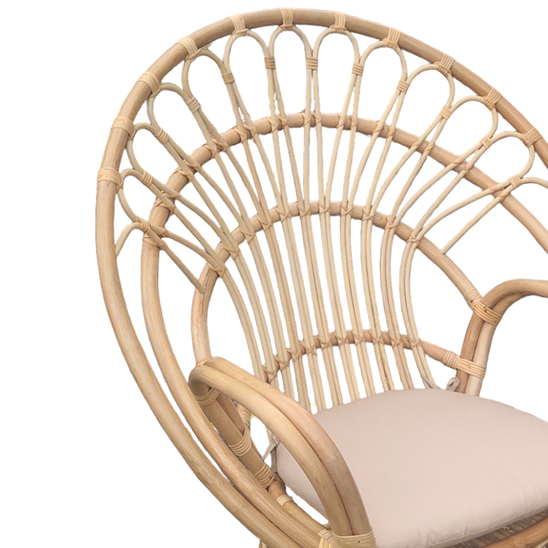 Πολυθρόνα Boloni Inart Με Μπεζ Μαξιλάρι-Φυσικό Rattan 100X67X120Εκ