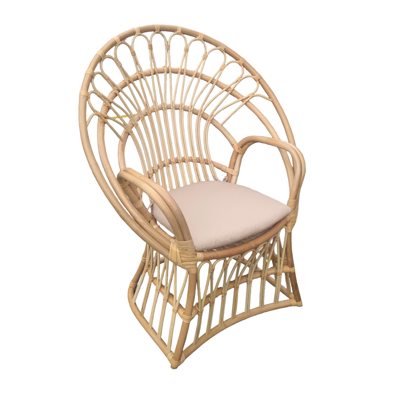 Πολυθρόνα Boloni Inart Με Μπεζ Μαξιλάρι-Φυσικό Rattan 100X67X120Εκ