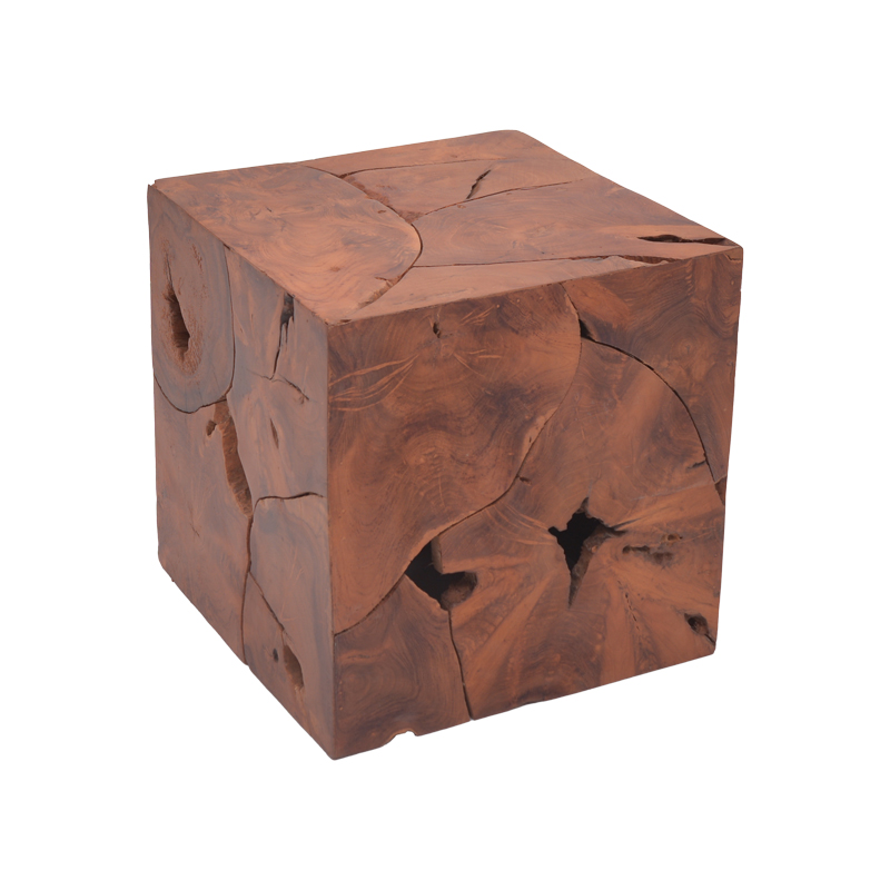 Σκαμπό Boxy Inart Φυσικό Μασίφ Ξύλο Teak 40X40X40Εκ