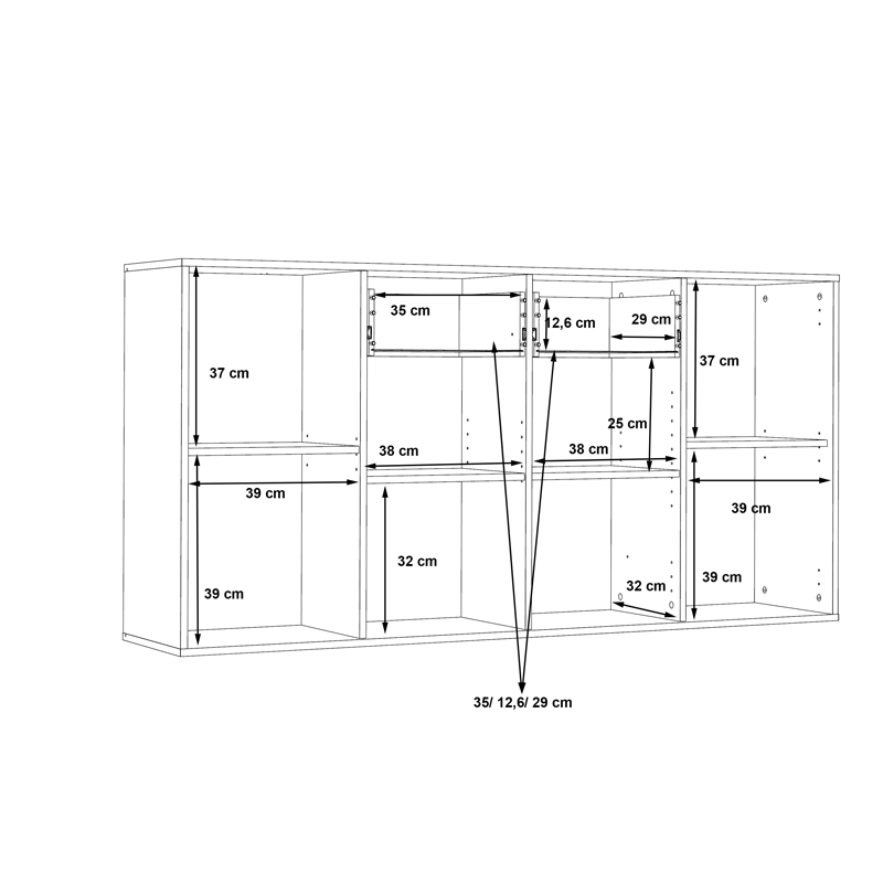 Μπουφές Drepen Pakoworld Μελαμίνη Σε Λευκό Και Sonoma Χρώμα 162.3X34.2X81.7Εκ