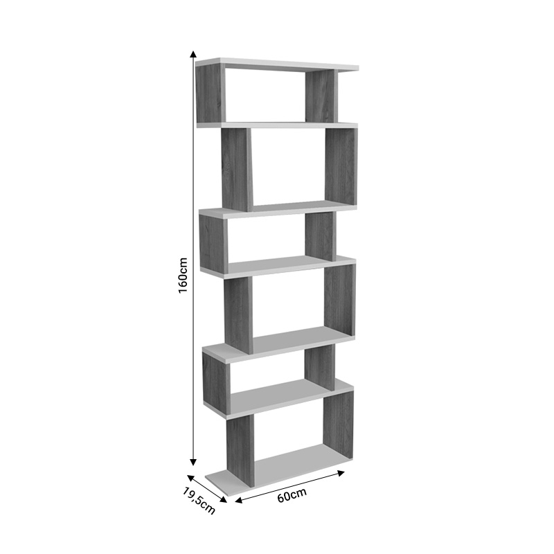 Βιβλιοθήκη Iolmi Pakoworld Oak-Λευκό Μελαμίνης 60X19.5X160Εκ