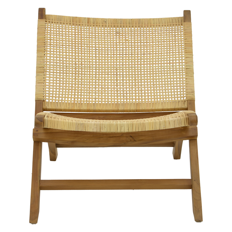 Καρέκλα Jerenze Pakoworld Φυσικό Teak Ξύλο-Φυσικό Rattan 65X78X68Εκ