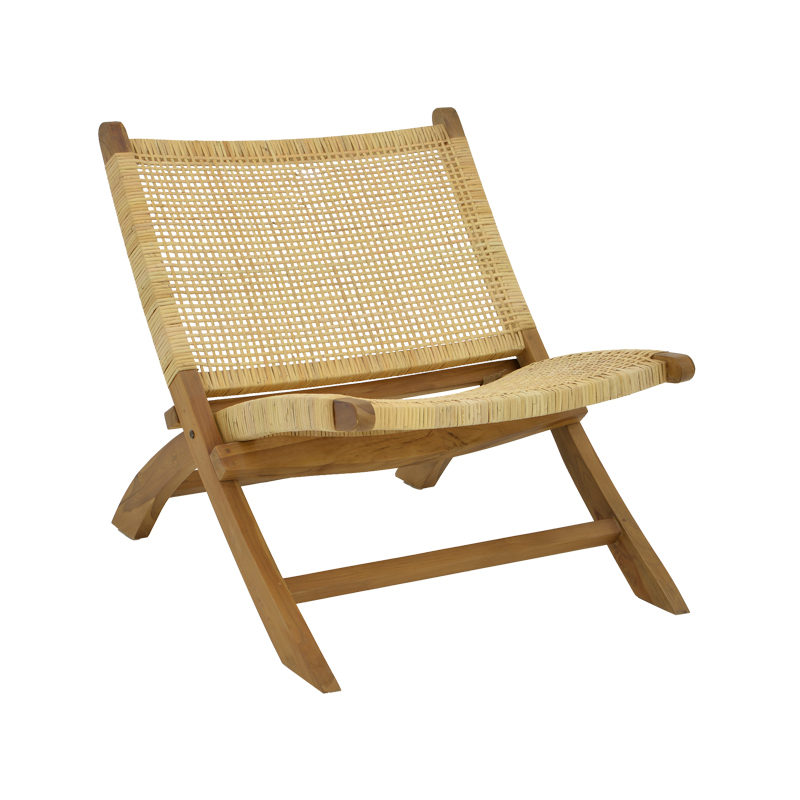 Καρέκλα Jerenze Pakoworld Φυσικό Teak Ξύλο-Φυσικό Rattan 65X78X68Εκ