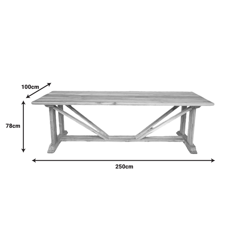 Τραπέζι Smarious Pakoworld Teak Ξύλο Σε Φυσική Απόχρωση 250X100X78Εκ