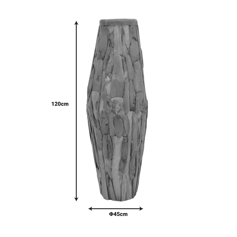 Διακοσμητικό Βάζο Erosian Pakoworld Teak Ξύλο Σε Φυσική Απόχρωση Φ45X120Εκ