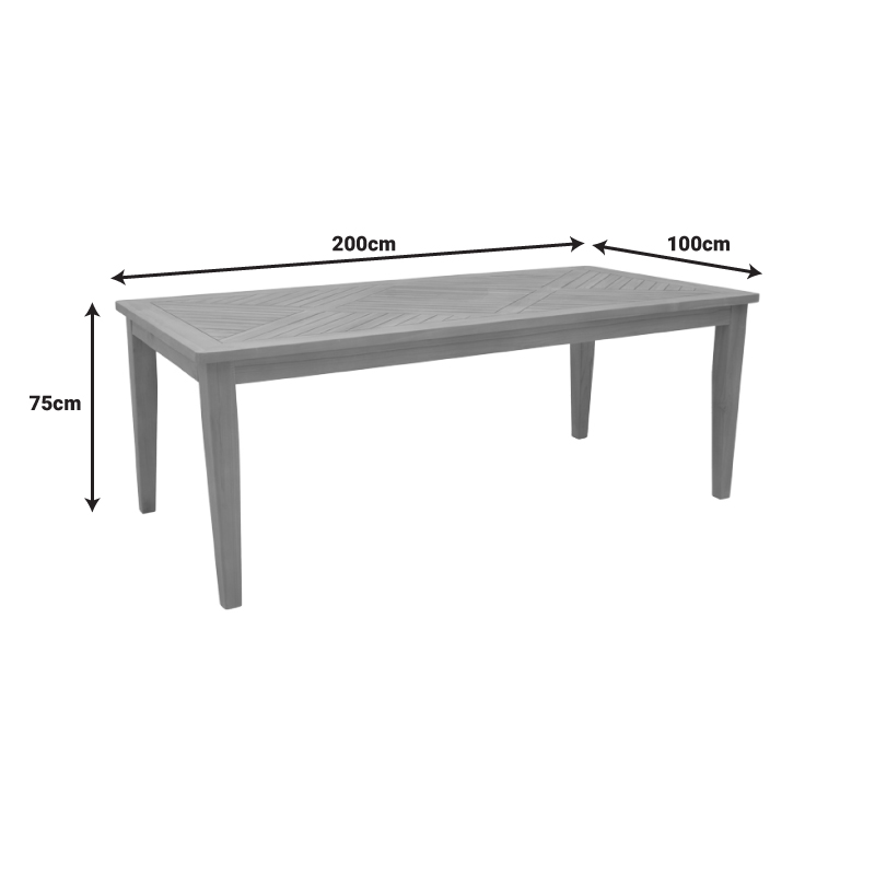 Τραπέζι Mady Pakoworld Teak Ξύλο Σε Φυσική Απόχρωση 200X100X75Εκ