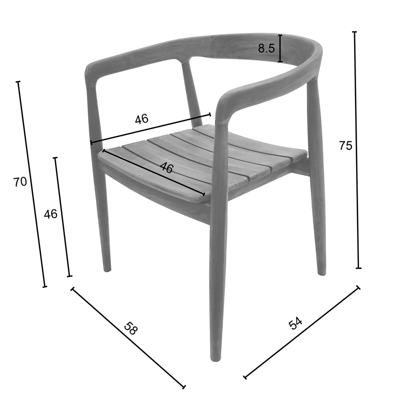 Πολυθρόνα Noody Pakoworld Teak Ξύλο Σε Φυσική Απόχρωση 62X55X75Εκ