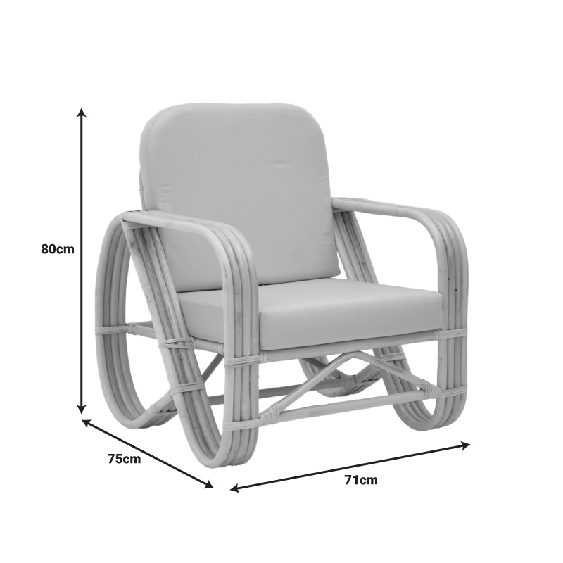 Πολυθρόνα Relmine Pakoworld Rattan Pe Σε Φυσική Απόχρωση Με Μπεζ Μαξιλάρι 71X75X80Εκ