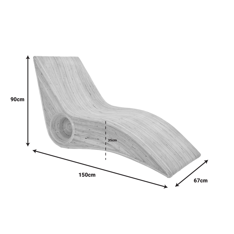 Πολυθρόνα-Ξαπλώστρα Kyrilete Pakoworld Rattan Σε Φυσική Απόχρωση 67X150X90Εκ