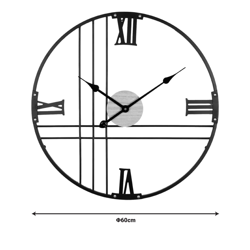 Ρολόι Τοίχου Latine Inart Μέταλλο Σε Μαύρη Απόχρωση 60X2.5X60Εκ