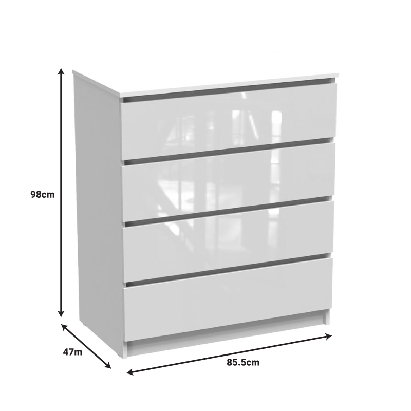 Συρταριέρα Dicama Pakoworld Mdf Σε Λευκη Glossy Απόχρωση 85.5X47X98Εκ