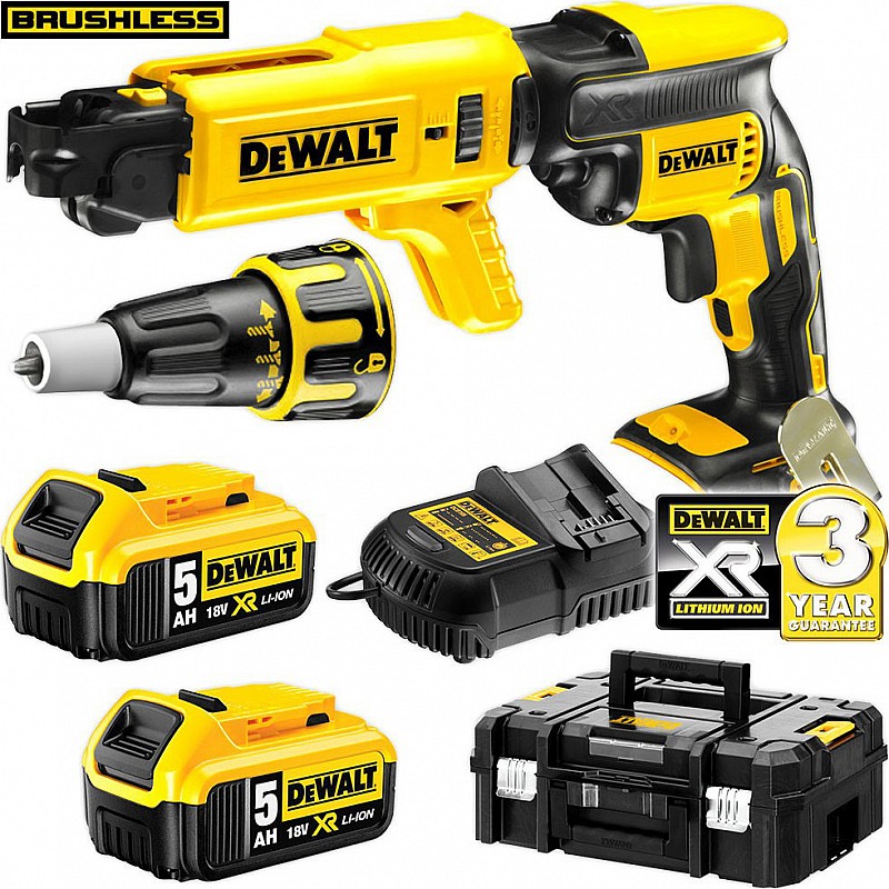 Κατσαβίδι Γυψοσανίδας Μπαταρίας Brushless 18V 2x5Ah Dewalt DCF620P2K