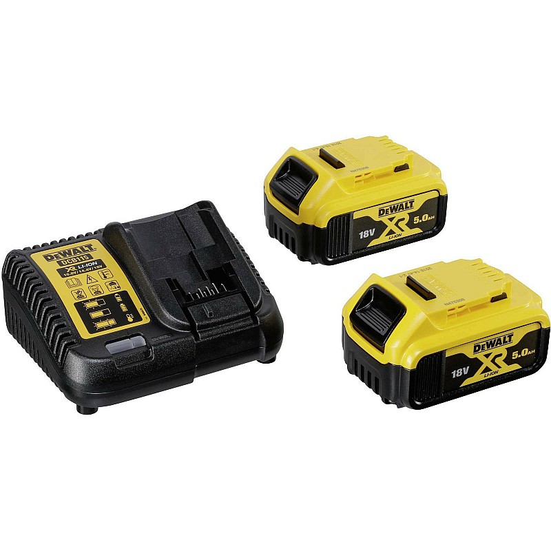 Γωνιακός Τροχός 18V XR Brushless 125mm με βαλίτσα μεταφοράς, φορτιστή + 2 μπαταρίε 5.0Ah (2×5.0Ah) DEWALT DCG405P2