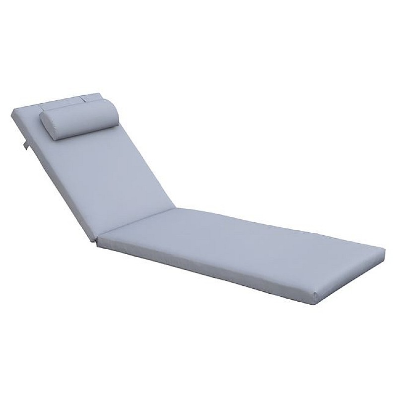 SUNLOUNGER Μαξιλάρι Ξαπλώστρας με Προσκέφαλο,  Ύφασμα Γκρι, Foam+Polyester Φερμουάρ-Velcro